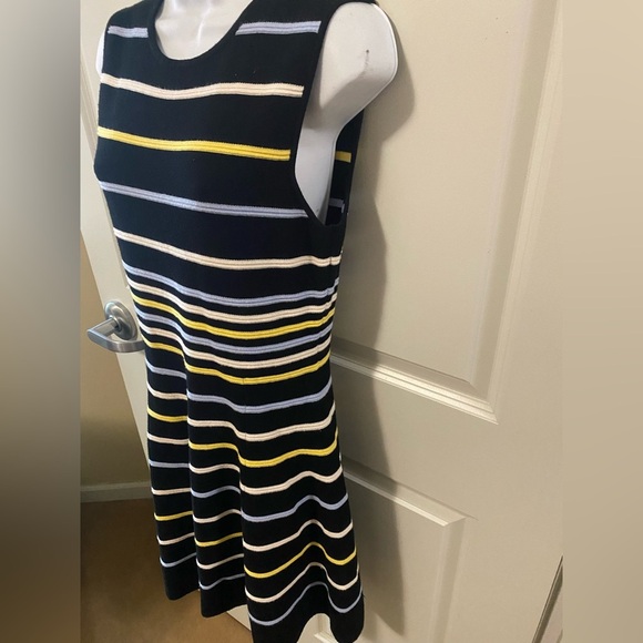 Vince Camuto Multicolor Striped Midi A Line Dress - Picture 2 of 4